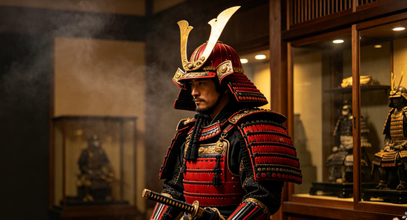 Sanada Nobuyuki Rote Gehörnte Samurai-Rüstung: Geschichte & Bushido-Geist