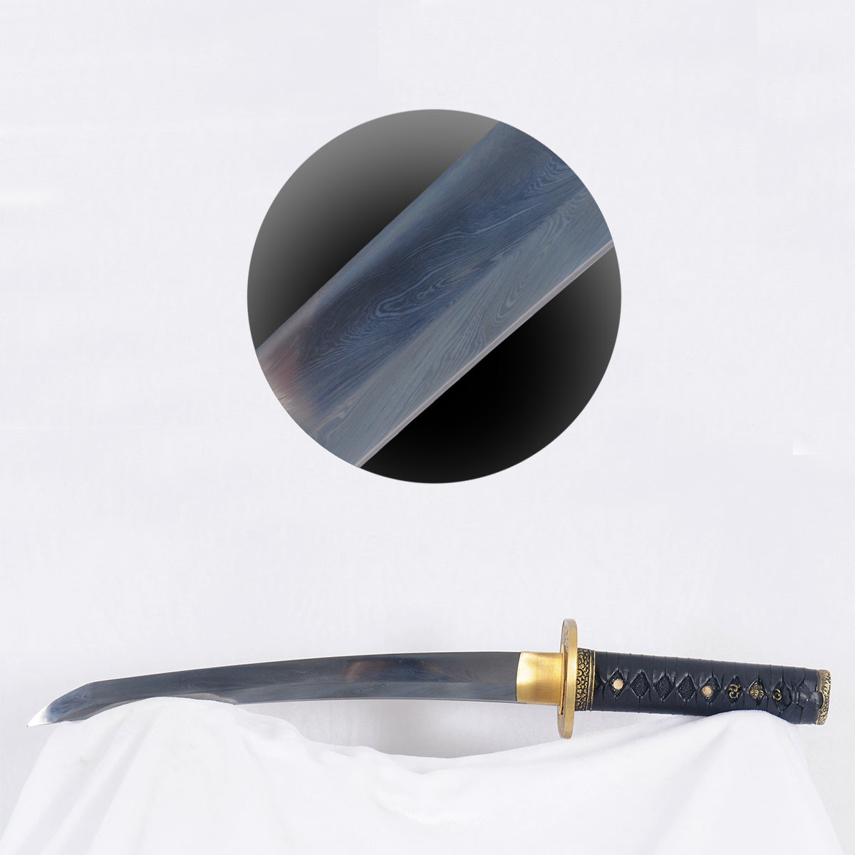 Hand Forged Japanese Tanto Short Sword Folded Steel Feather