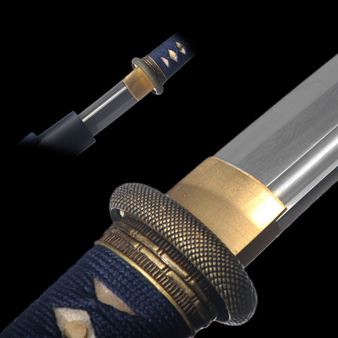 Hand Forged Japanese Wakizashi Sword Damascus Folded Steel Full Tang Sharp-COOLKATANA