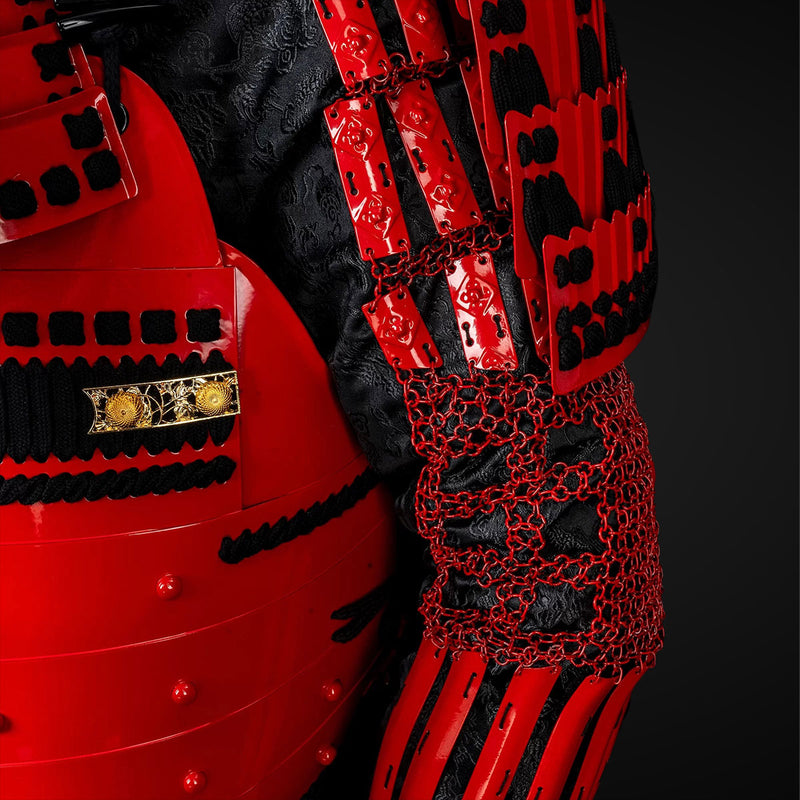 Handmade Tokugawa Clan Red Samurai Armor, Full-Size Yoroi, Japanese Wa 
