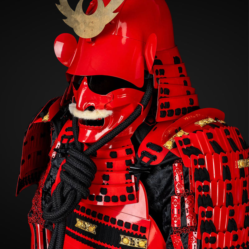 Handmade Tokugawa Clan Red Samurai Armor, Full-Size Yoroi, Japanese Wa 