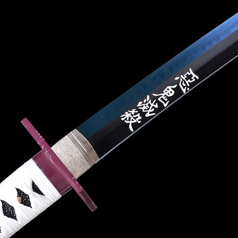 Anime sword demon slayer characters Giyuu Tomioka Nichirin Sword T10 Steel Clay Battle Ready Hand Sharpening QQ-1429 COOLKATANA 7