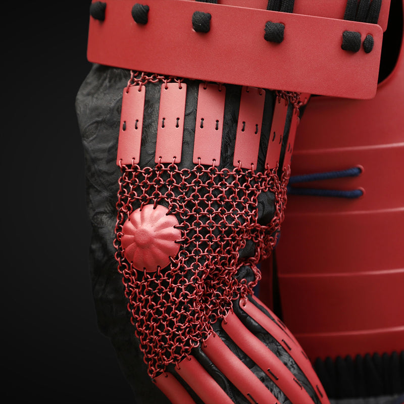 Handmade Life-Size Red Iyozane Japanese Samurai Armor Yoroi 