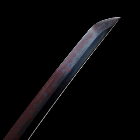 Functional 1060 carbon steel Ichigo Bankai katana, red-black tempered blade