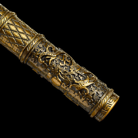 Replik des Ruyi-Jingu-Bang-Stabs von Sun Wukong – 150 cm, Edelstahl mit Enden aus Goldlegierung