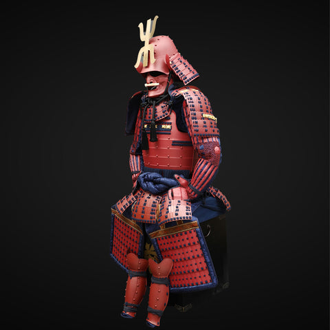 Under Armor Running Shoes Paired with Handmade Tokugawa Clan Black & Blue Samurai Armor

