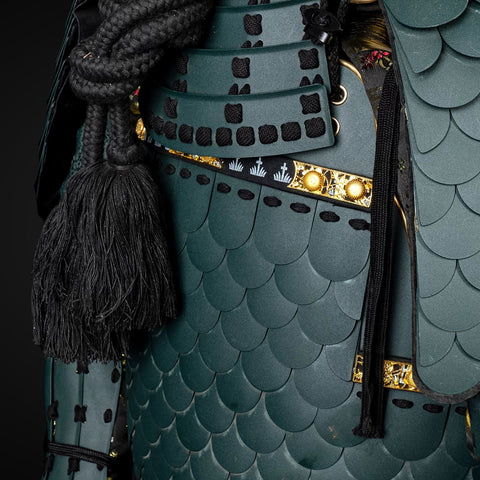 Green Samurai Yoroi Displayed with Under Armor Shirt Style Elements

