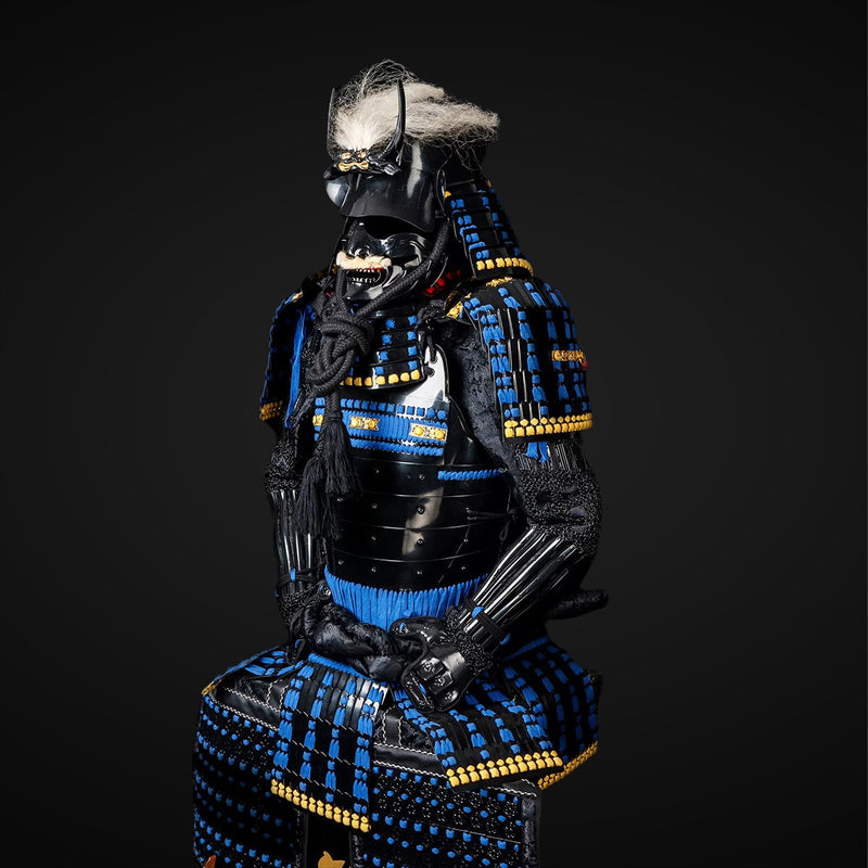 Handmade Life-Size Black & Blue Japanese Samurai Armor Authentic Yoroi 