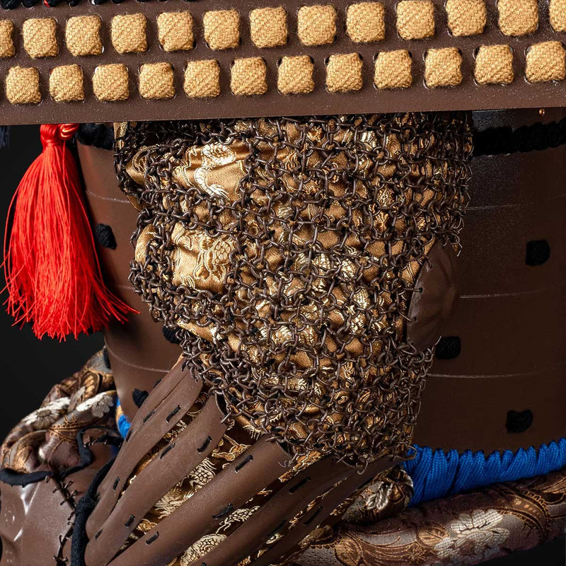 Handmade Life-Size Oda Clan Kachi Samurai Armor – Brown & Golden Yoroi 