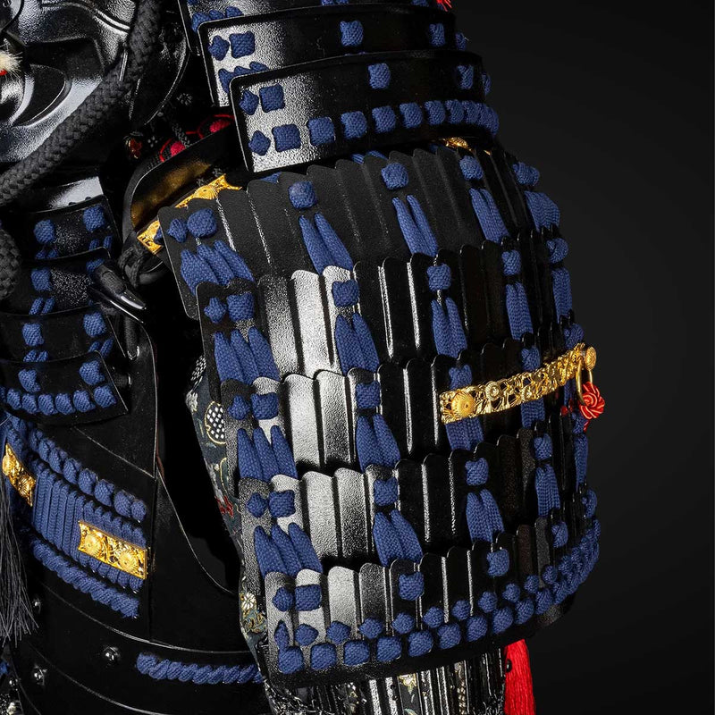Handmade Life-Size Tokugawa Clan Samurai Armor – Black & Blue Yoroi 