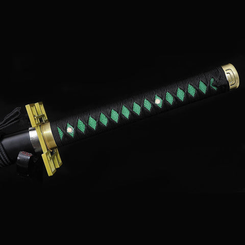 103cm overall length Demon Slayer katana
Green real fishskin