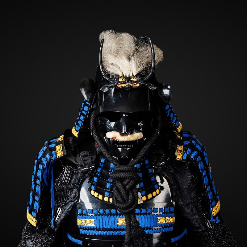 Handmade Life-Size Black & Blue Japanese Samurai Armor Authentic Yoroi 