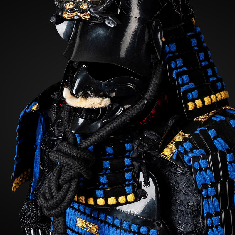 Handmade Life-Size Black & Blue Japanese Samurai Armor Authentic Yoroi 