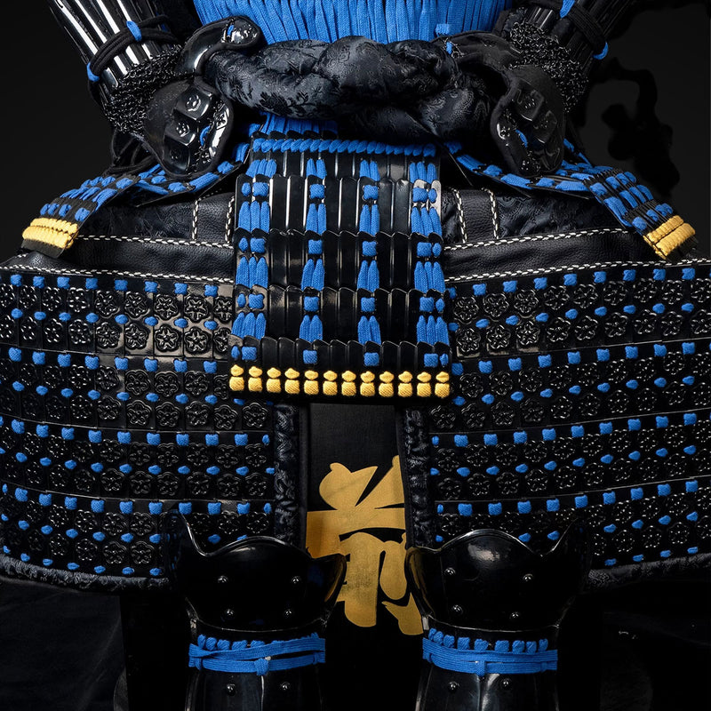 Handmade Life-Size Black & Blue Japanese Samurai Armor Authentic Yoroi 
