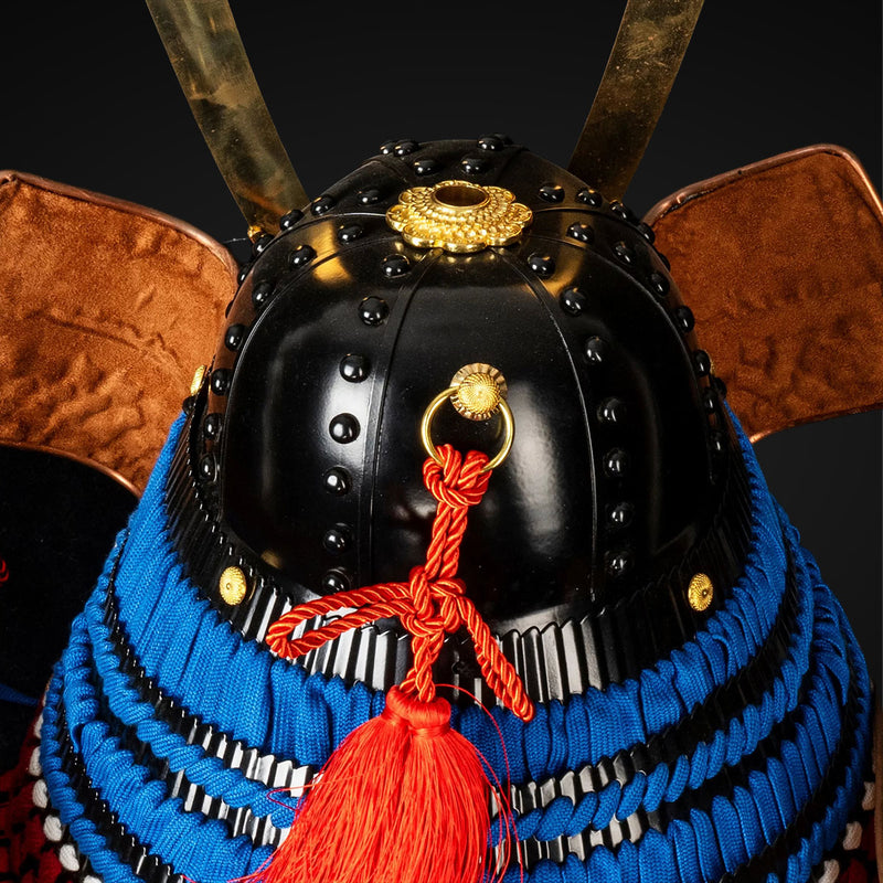 Handmade Life-Size Oda Clan Samurai Armor – Kachi Blue & Black Yoroi 