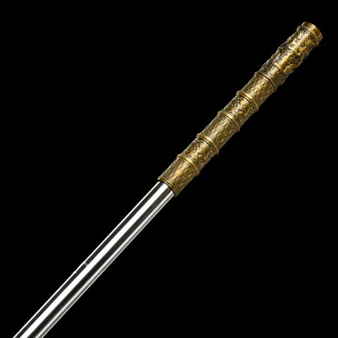 Replik des Ruyi-Jingu-Bang-Stabs von Sun Wukong – 150 cm, Edelstahl mit Enden aus Goldlegierung