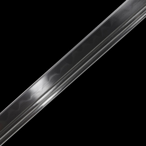 Silver Straight-Blade Samurai Sword Blue Handle, White Rayskin 1045 Carbon Steel