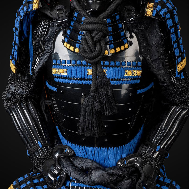 Handmade Life-Size Black & Blue Japanese Samurai Armor Authentic Yoroi 