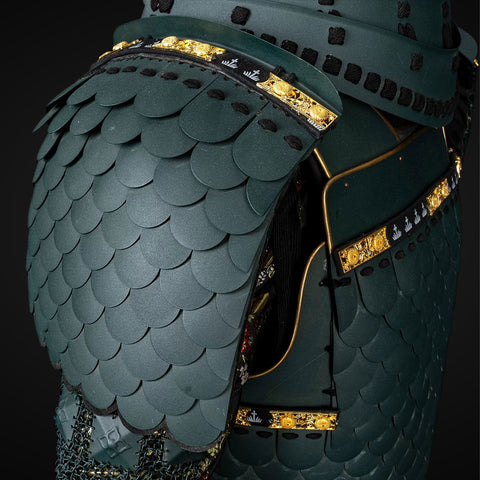 Full Green Samurai Armor Set with Under Armor Soccer Cleats Influence


