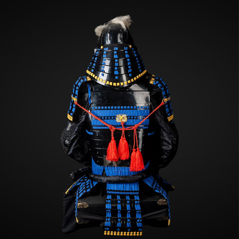 Handmade Life-Size Black & Blue Japanese Samurai Armor Authentic Yoroi 