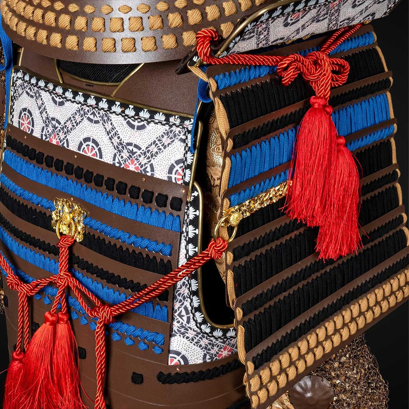 Handmade Life-Size Oda Clan Kachi Samurai Armor – Brown & Golden Yoroi 