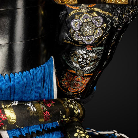 Handmade Kachi Blue & Black Yoroi with Biker Armor Jacket Style

