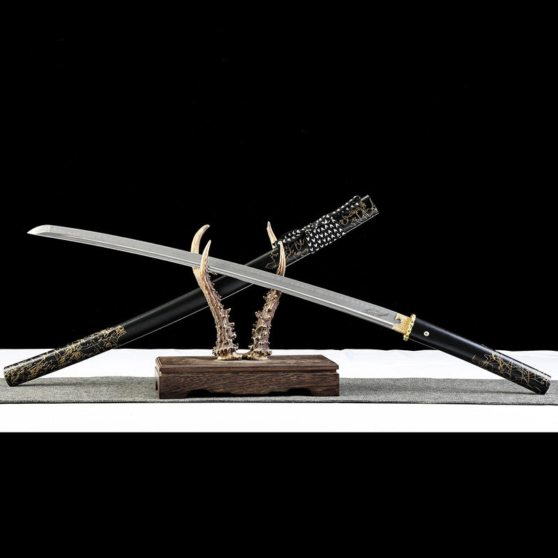 Ghost of Yotei Dark Night Golden Katana 1060 Carbon Steel Sword 