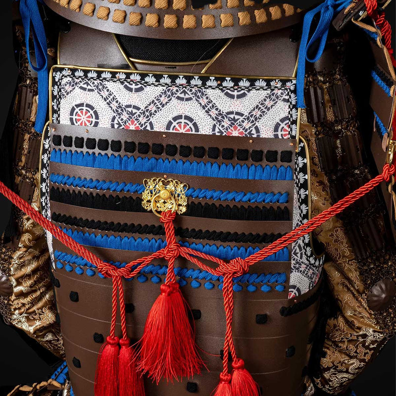 Handmade Life-Size Oda Clan Kachi Samurai Armor – Brown & Golden Yoroi 