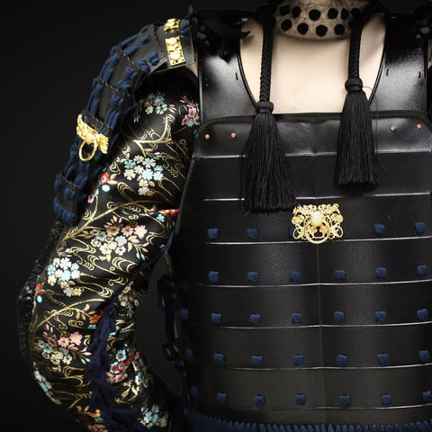 Elite samurai Yoroi armor with striking antlers helmet, crafted for collectors and history enthusiasts.

