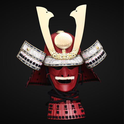 Life-size samurai armor, designed for warriors like those wearing Under Armour pants.

