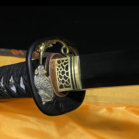 Technical view of the Wakizashi blade showing motohaba, sakihaba, kasane, and sakikasane measurements.SL-327-U

