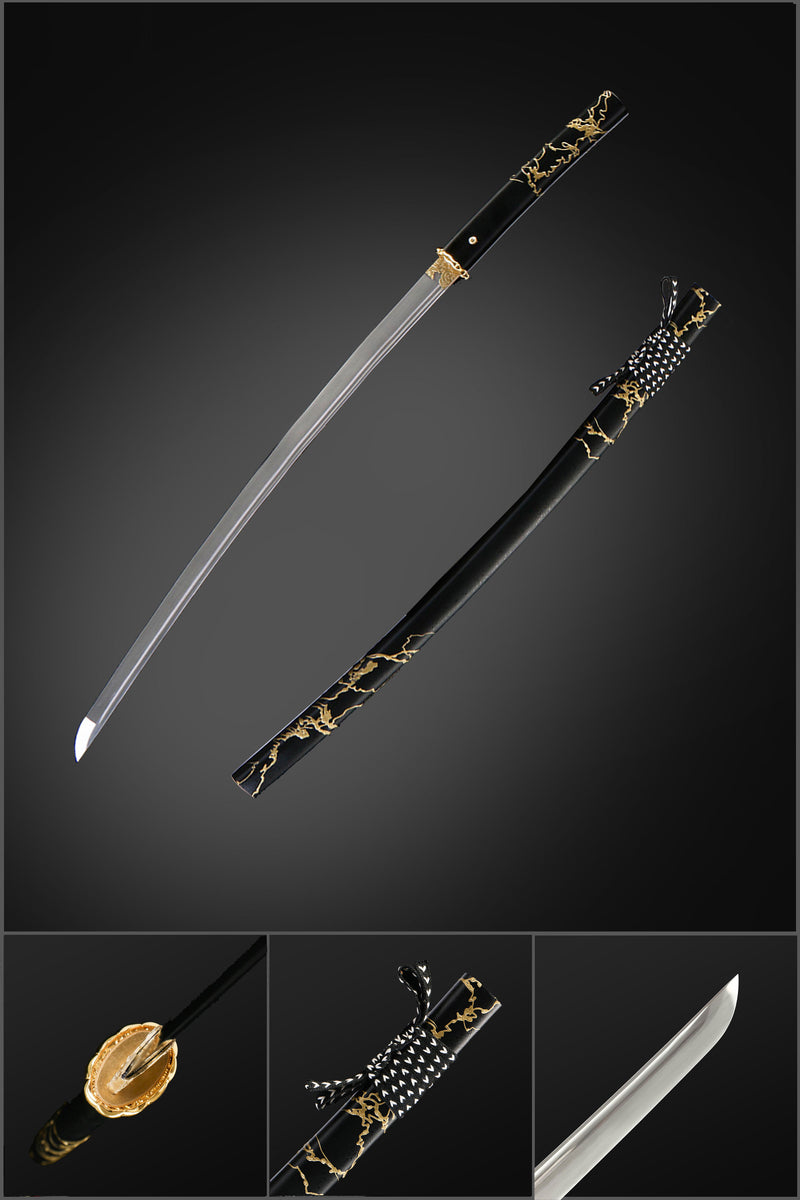 Ghost of Yotei Dark Night Golden Katana 1095 Carbon Steel Sword 