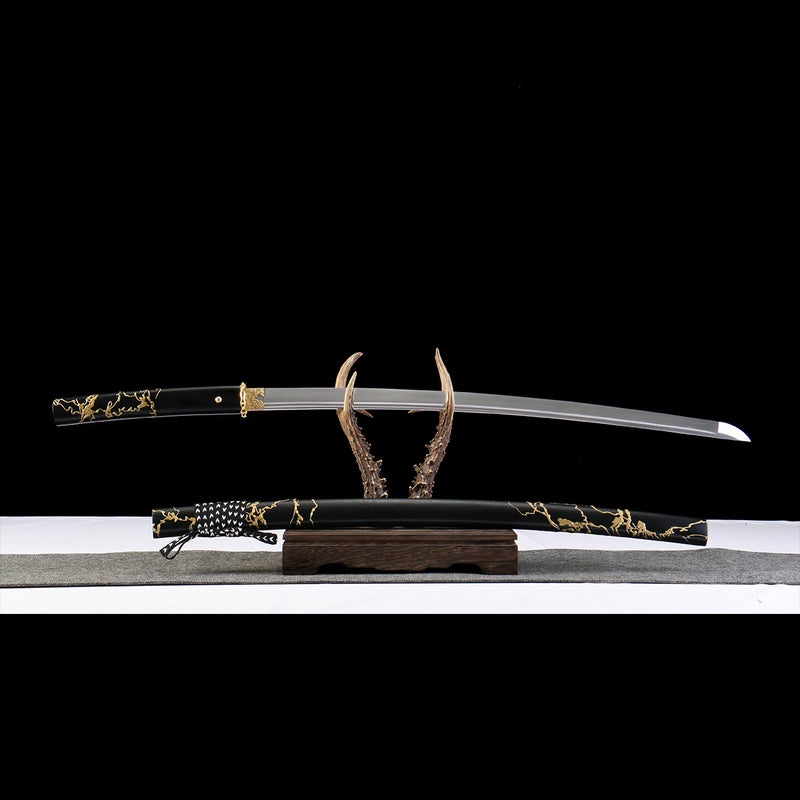Ghost of Yotei Dark Night Golden Katana 1095 Carbon Steel Sword 
