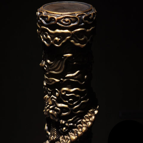 Close-up of the texture and sheen of the V2 dark iron coating