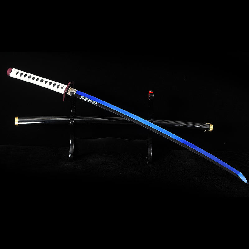 Hand Forged Anime Katana Demon Slayer Tomioka Giyu Nichirin Sword 1095 