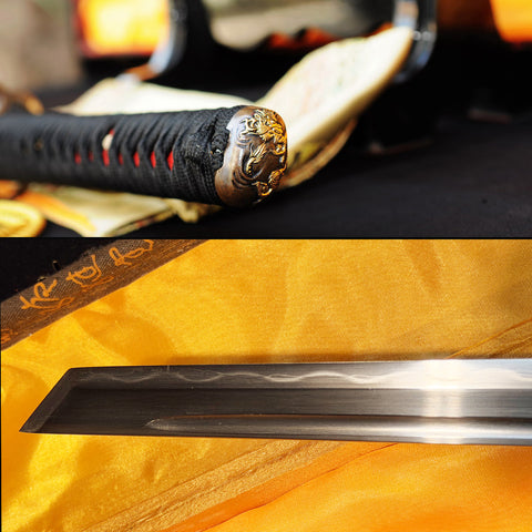 Hand Forged Japanese Ninja Sword Honsanmai Straight Blade Ninjato Kiriha Zukuri-COOLKATANA-SL-716-U