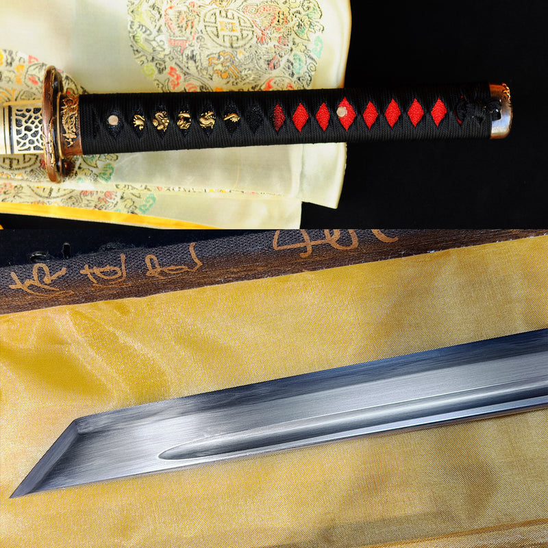 Hand Forged Japanese Ninja Sword Honsanmai Straight Blade Ninjato Kiri 
