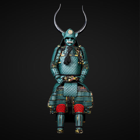 Traditional Sanada Nobuyuki Samurai Armor in Green with Under Armor Duffel Bag Aesthetic

