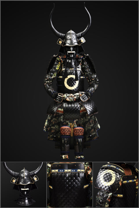 Handmade Life-Size Sanada Nobuyuki Samurai Armor with Antlers
