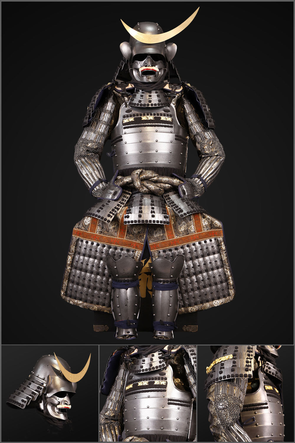 Handmade Life-Size Yoroi Masamune Date Samurai Armor with Crescent