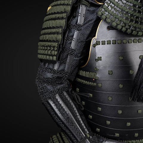 Night Elf Heritage Armor inspiration, with ethereal and nature-inspired elements added to the Black Sanada Nobuyuki Samurai Armor, giving it a mythical quality.