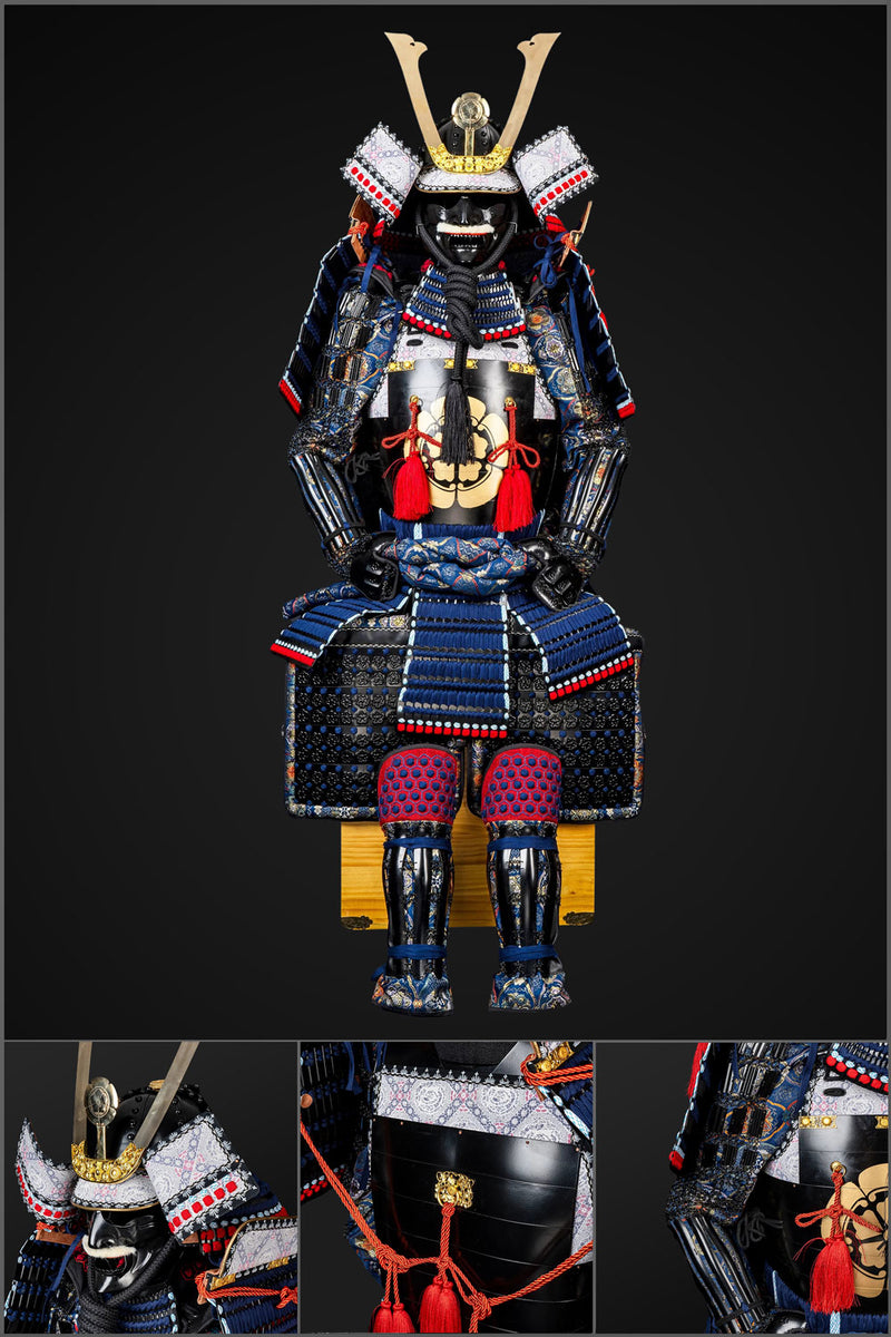 Handmade Life-Size Yoroi, Oda Clan Kachi Blue & Black Samurai Armor ,  