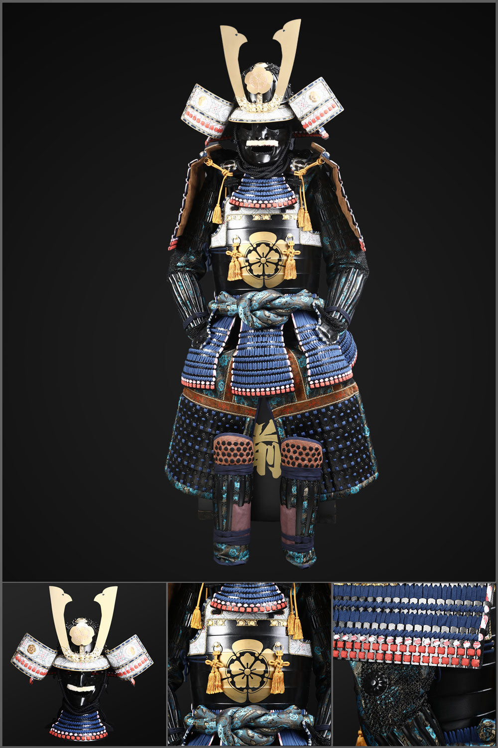 Handmade Life Size Yoroi Oda Clan Black,Blue Samurai Armor with Kuro K ...