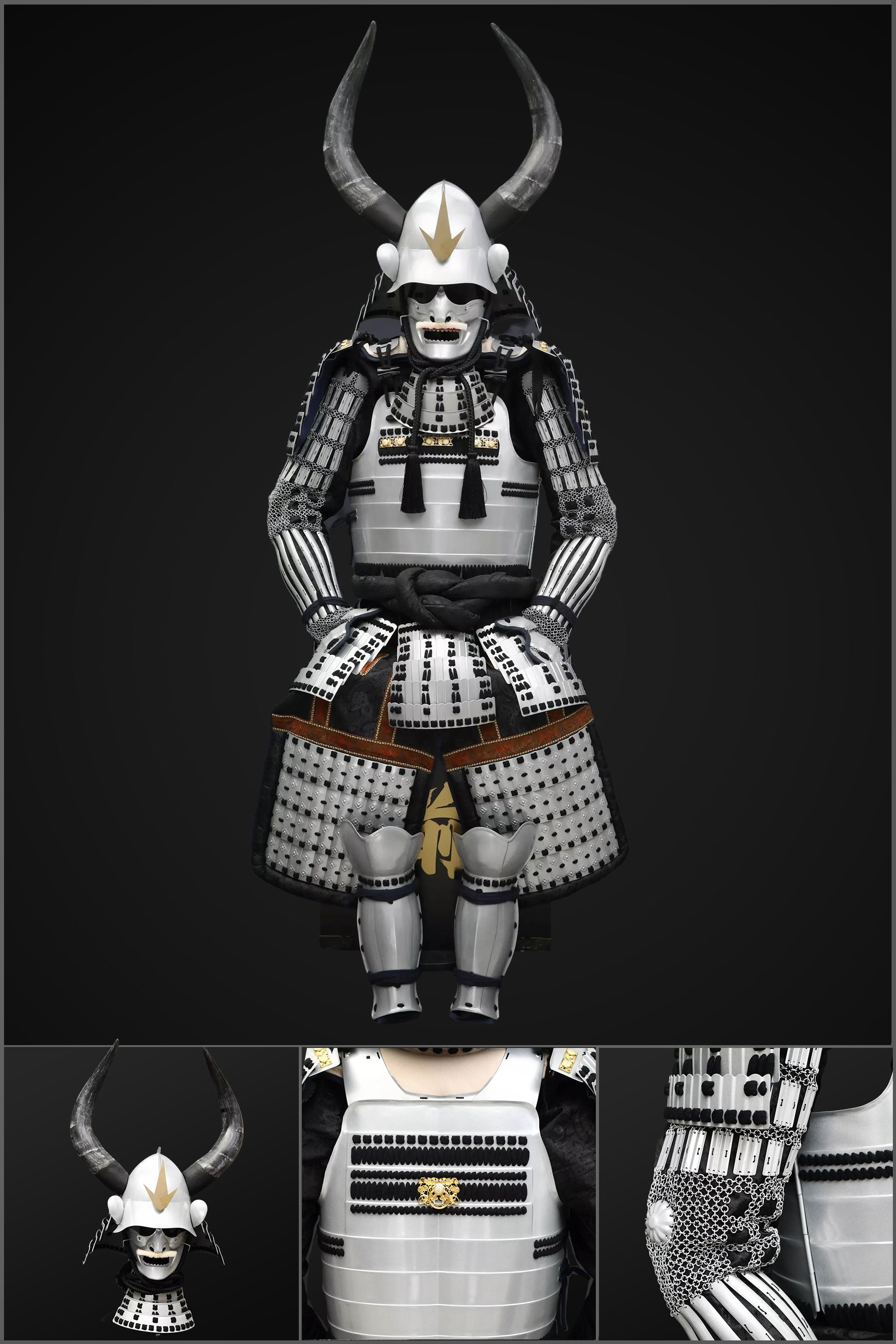 Handmade Life Size Yoroi,Silver Japanese Samurai Armor with