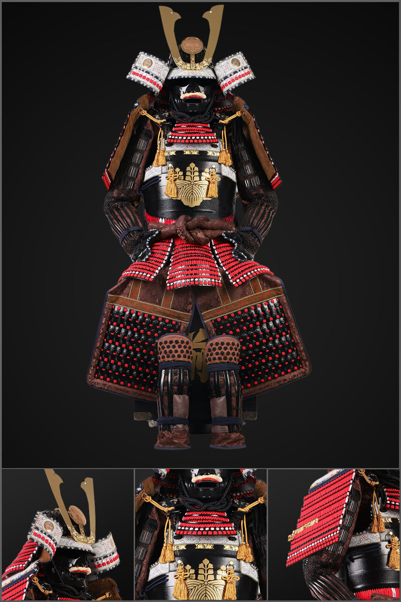 Handmade Life Size Yoroi,Takeda Clan Red Samurai Armor with Kuro Kuwag ...