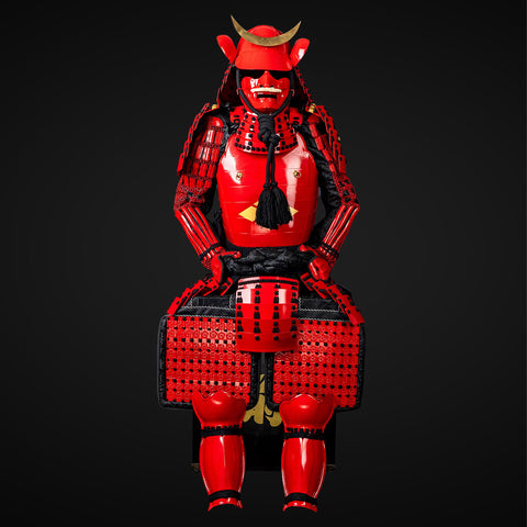 Authentic Samurai Yoroi with Crescent Suji Helmet and Plate Armor Detailing

