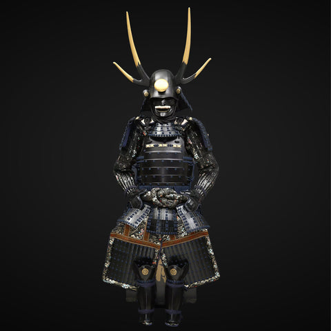 Authentic Oda Clan samurai armor with antlers helmet, handcrafted for collectors and reenactments.

