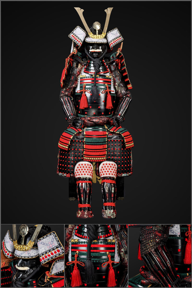 Handmade Oda Clan Red & Black Samurai Armor, Life-Size Yoroi with Helm ...