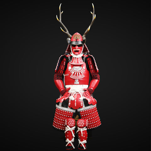 Red Samurai Armor for Sanada Yukimura Featuring Plot Armor Design

