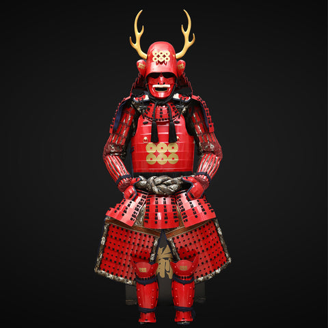 Armored Car Meets Handmade Red Samurai Armor with Deer Antlers for Sanada Yukimura

